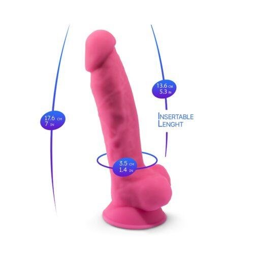 SilexD 7 inch Glow in the Dark Realistic Silicone Dual Density Dildo with Suction Cup & Balls - Pink - Image 7