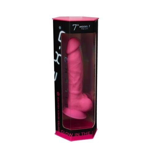 SilexD 7 inch Glow in the Dark Realistic Silicone Dual Density Dildo with Suction Cup & Balls - Pink - Image 8