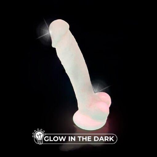 SilexD 7 inch Glow in the Dark Realistic Silicone Dual Density Dildo with Suction Cup & Balls - Pink - Image 9