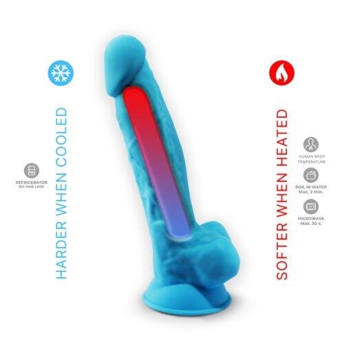 SilexD 7 inch Realistic Silicone Dual Density Dildo with Suction Cup & Balls - Blue - Image 6