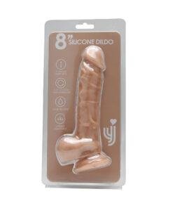 n12030 loving joy 8 inch realistic silicone dildo with suction cup and balls vanilla new pkg