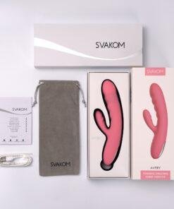 n12547 svakom avery thrusting vibrator wclitoral stimulator pink 9