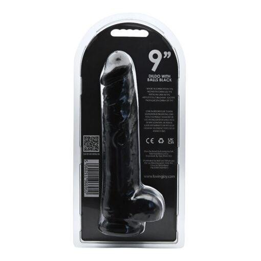 Loving Joy 9 Inch Dildo with Balls - Black - Image 6