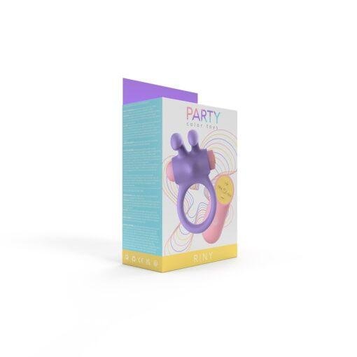 Party Color RINY Remote Control Rabbit Cock Ring - Purple - Image 12