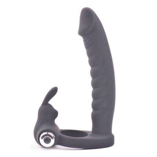 Fun Bunny Teaser Vibrating Rabbit Cock Ring - Black