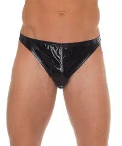 Mens Black Shiny G-String