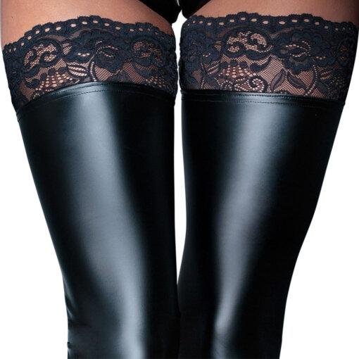 Noir Handmade Black Footless Lace Top Stockings - Image 3