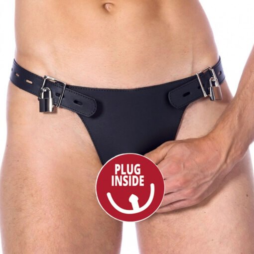 Double Leather Brief With Penis Hold & Dildo