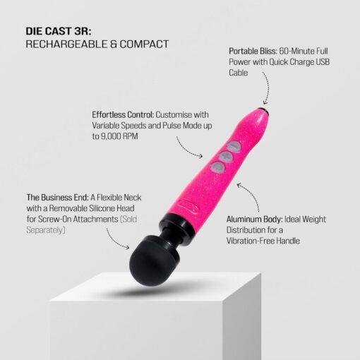 Doxy Die Cast Wand Rechargeable - HOT PINK - Image 4