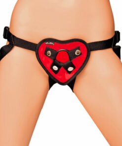 Lux Fetish Red Heart Strap On Harness