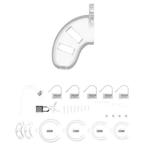 Man Cage 10 Male 3.5 Inch Clear Chastity Cage With Anal Plug - Image 4