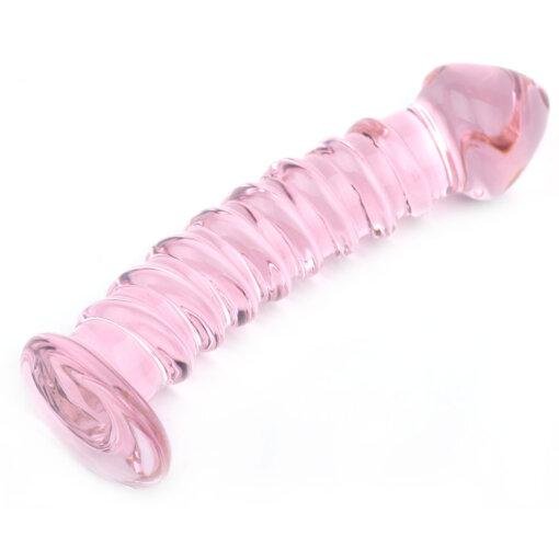 Textured Pink Glass Dildo - Image 3