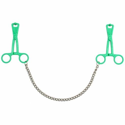 Green Scissor Nipple Clamps With Metal Chain