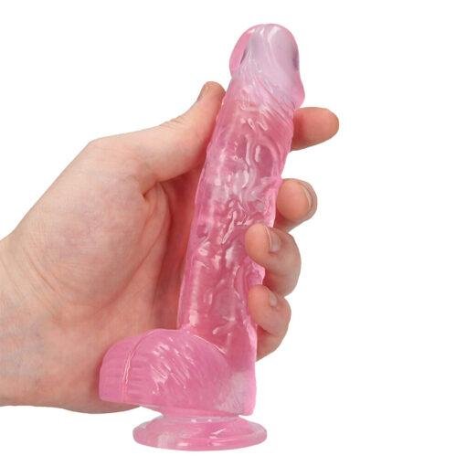 RealRock 6 Inch Pink Realistic Crystal Clear Dildo - Image 2