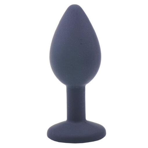 Small Black Jewelled Silicone Butt Plug - Image 2