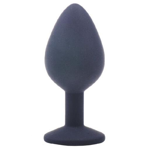 Medium Black Jewelled Silicone Butt Plug - Image 2